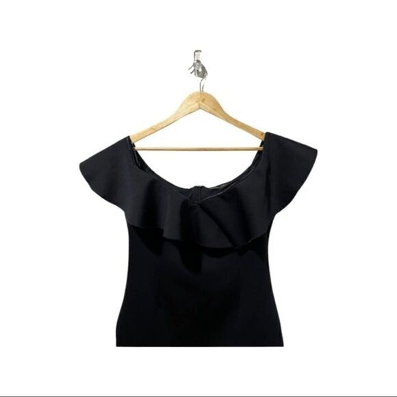 Guess black scuba ruffle bodycon dress size L - Picture 6 of 10